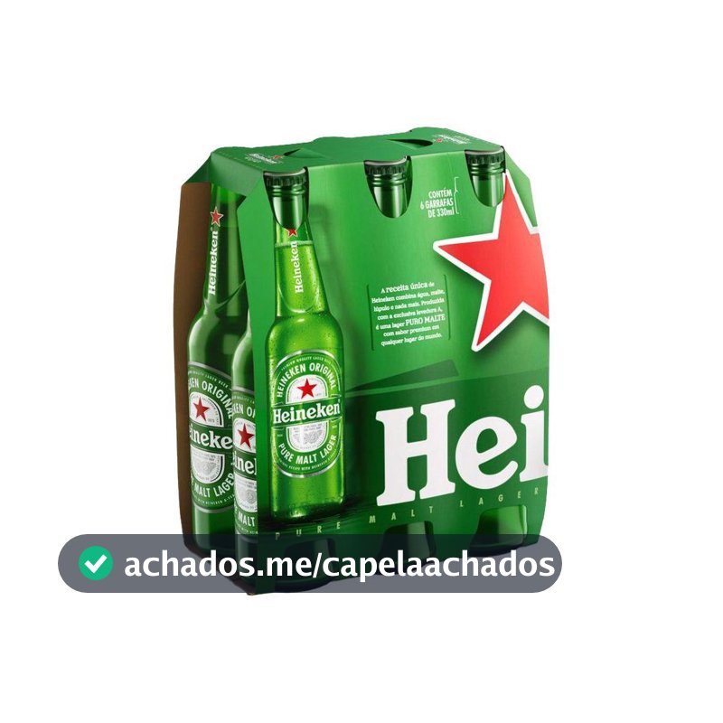 Cerveja Heineken Long Neck 330ml Pack com 6 Unidades - Cerveja
