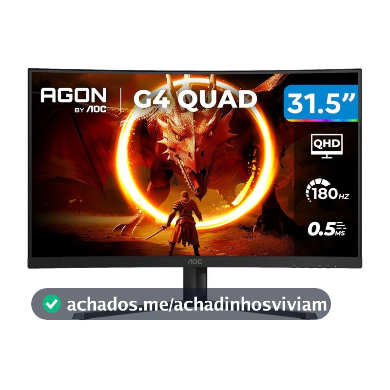 Monitor Gamer AOC Gaming 32" QHD 180Hz VA 0,5ms HDMI DisplayPort