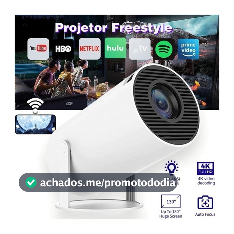 Projetor De Imagem HY300 4K Com Espelhamento WiFi Bluetooth Ideal Para Filmes Games Cinema 110 220V