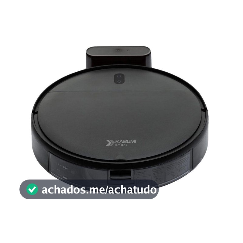 Robô Aspirador e Passa Pano KABUM! smart 100 - 5 Modos de Limpeza, Sensor Anti-Queda, Carregamento Automático, Aplicativo, Bivolt, Preto - KBSF007