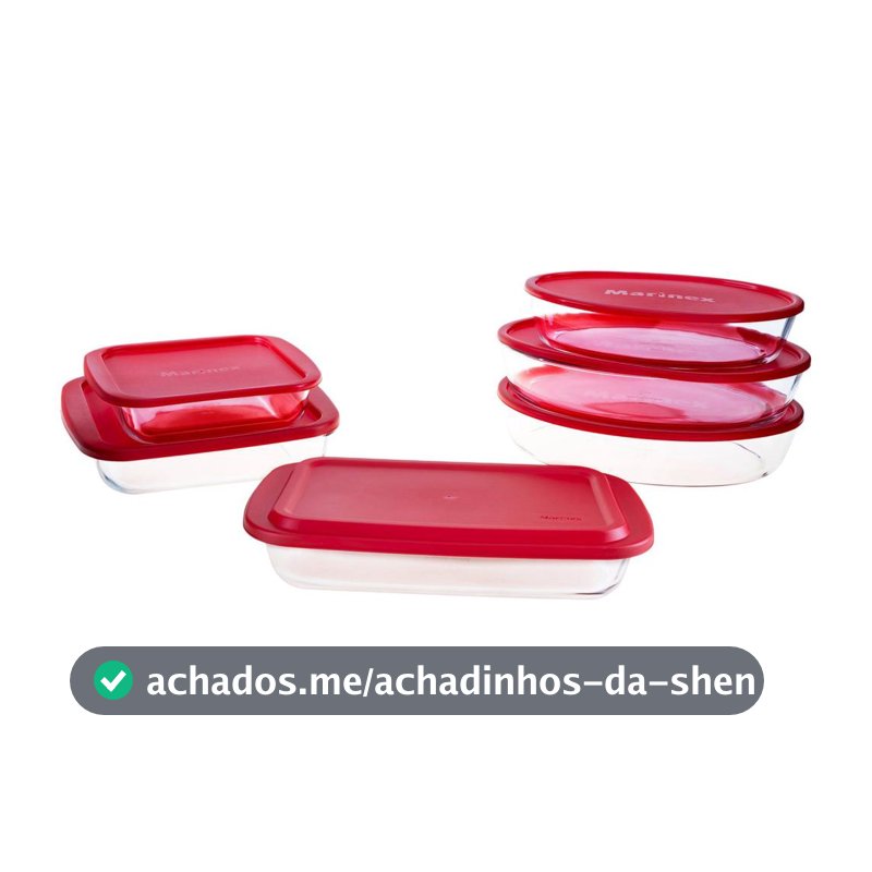 Conjunto de Assadeiras de Vidro Marinex 6 Peças