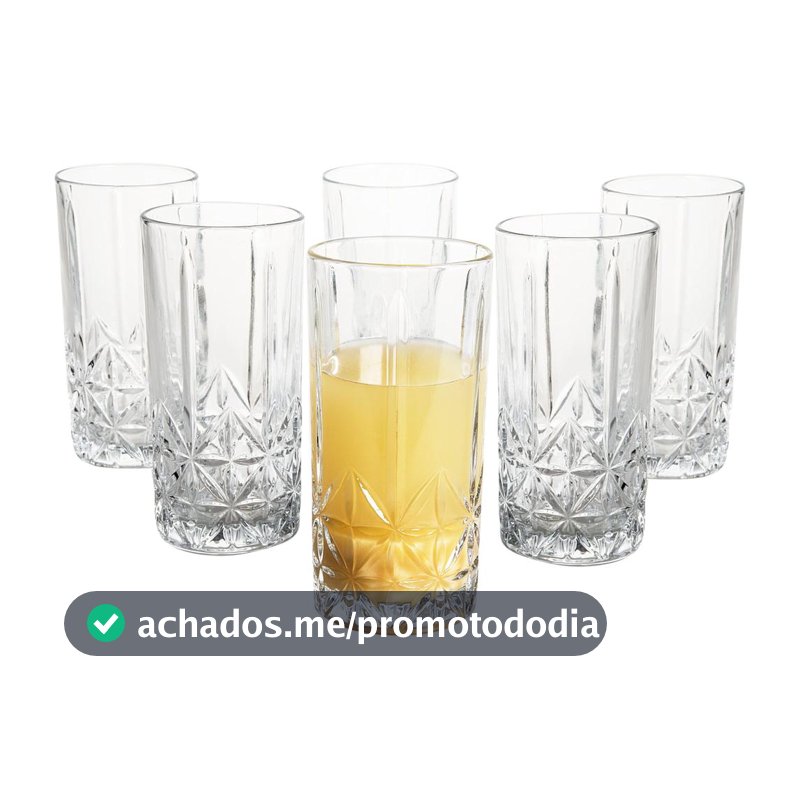 Jogo de Copos de Vidro 350ml 6 Peças Haus Concept