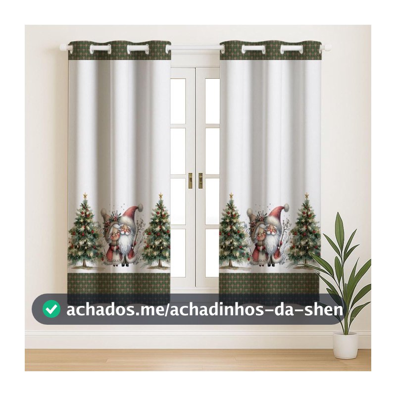 Cortina Estampada de Natal 2,00x1,50 Decoração de cozinha, enfeito de natal, Papai Noel - NALU CASA E DECORAÇÃO - Decoração de Natal para Casa - Magazine In_2936609
