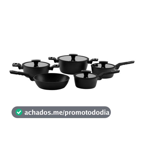 Jogo de Panelas Brinox Revestimento Cerâmico Preto 5 Peças Carbon Ceramic Life