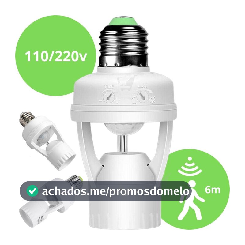 Iluminação Inteligente com o Sensor de Presença Lâmpada Fotocélula Soquete E27 - VLPECOM - Soquete Inteligente - Magazine Sacafarelli