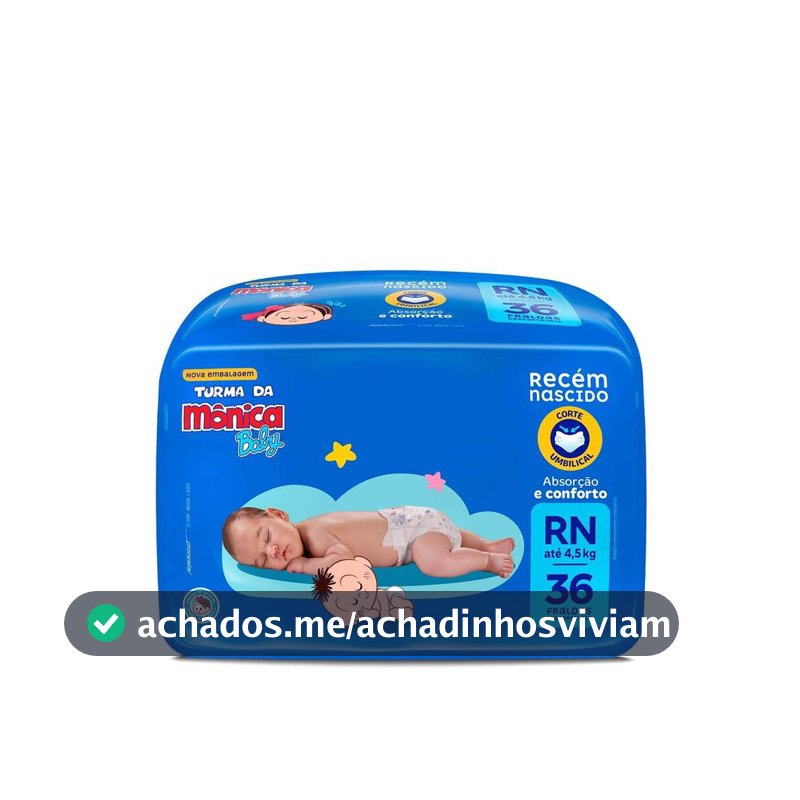Fralda Turma da Mônica Baby Jumbo RN com 36un