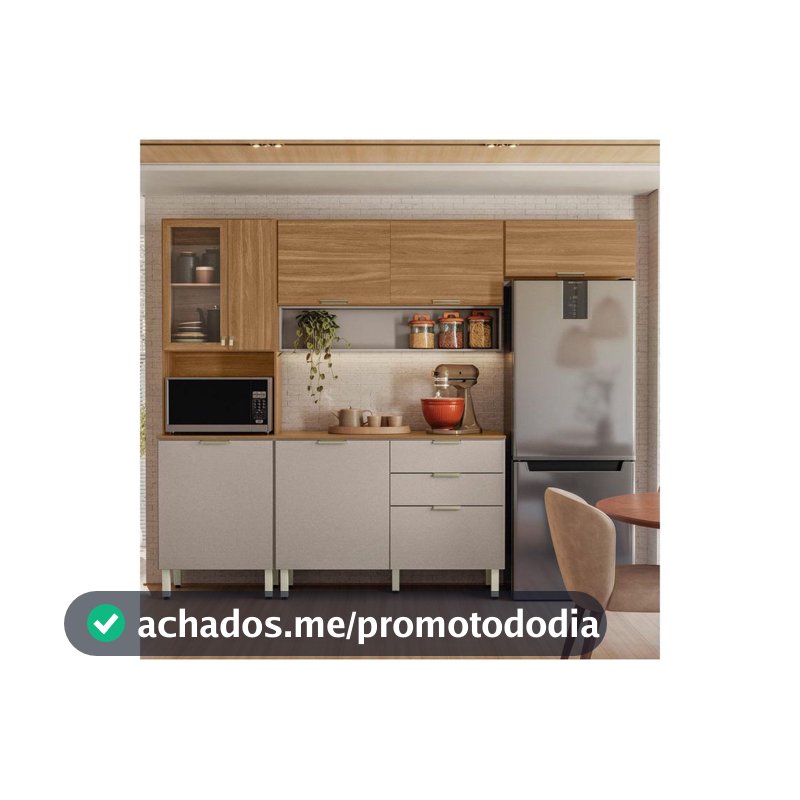 Armário de Cozinha Compacta Demóbile Alba com Balcão 8 Portas 2 Gavetas
