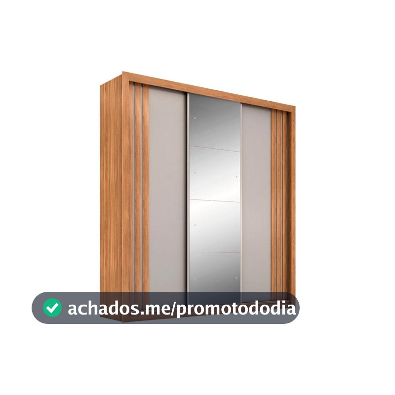 Guarda-roupa Casal com Espelho 3 Portas de Correr 2 Gavetas Demóbile Cannes - Guarda-Roupa / Roupeiro