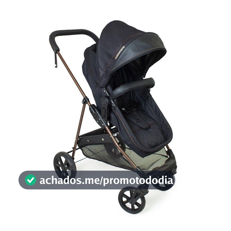 Carrinho de Bebê e Berço Moises Napoli Preto Cobre Galzerano