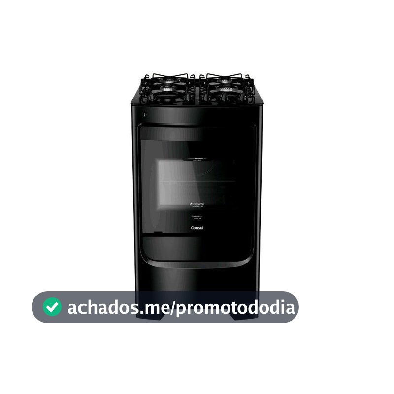 Fogão 4 Bocas Consul Preto Mesa de Vidro CFO4VBE