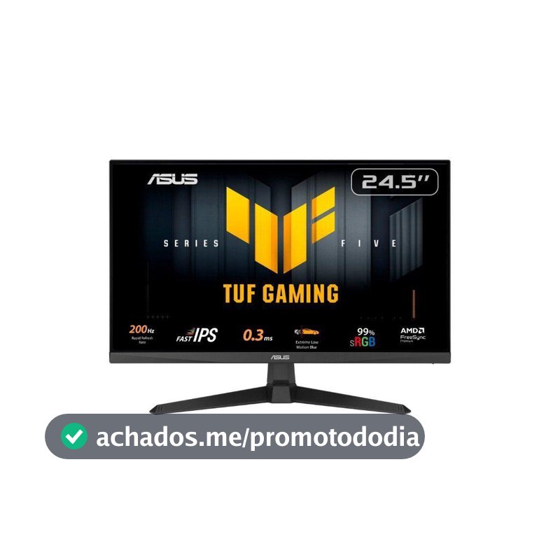 Monitor Gamer Asus TUF 24 5 Full HD 200hz 0 3MS Fast IPS VRR G Sync Comp Freesync Premium Hdr10 SOM Integrado Preto Vg25