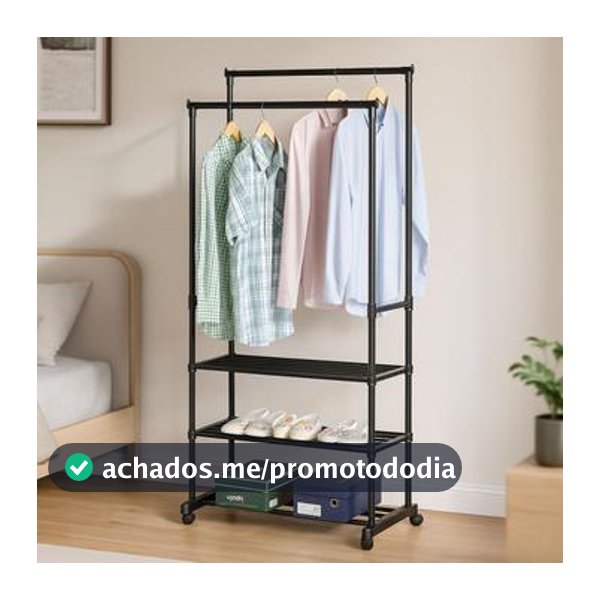 Cabideiro Prateleira Organizador Vertical Arara de Chão