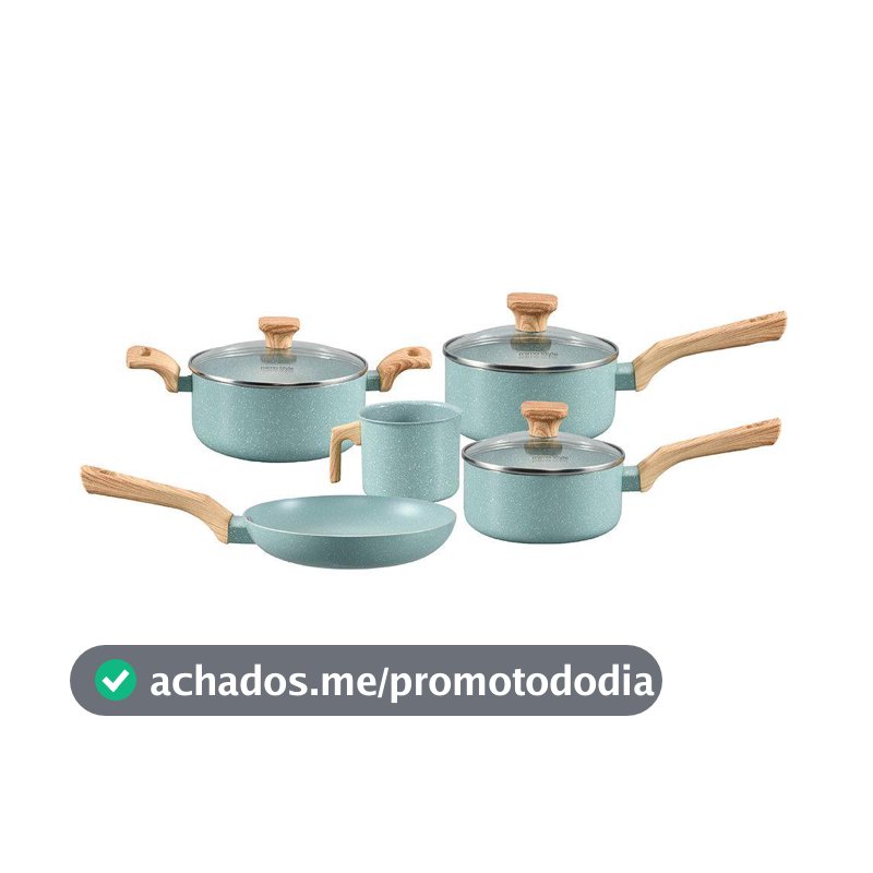 Jogo de Panelas Com 5 Peças Mimo Style Pratic Cook Indução Verde Água - 10857 PJ5PGR