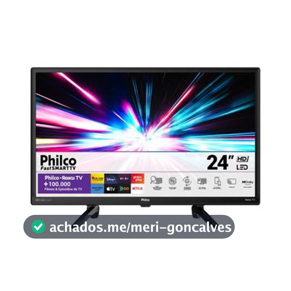 Smart TV Philco 24" HD PTV24G5YR2CP Roku Wi-Fi HDMI USB Dolby Audio Preta
