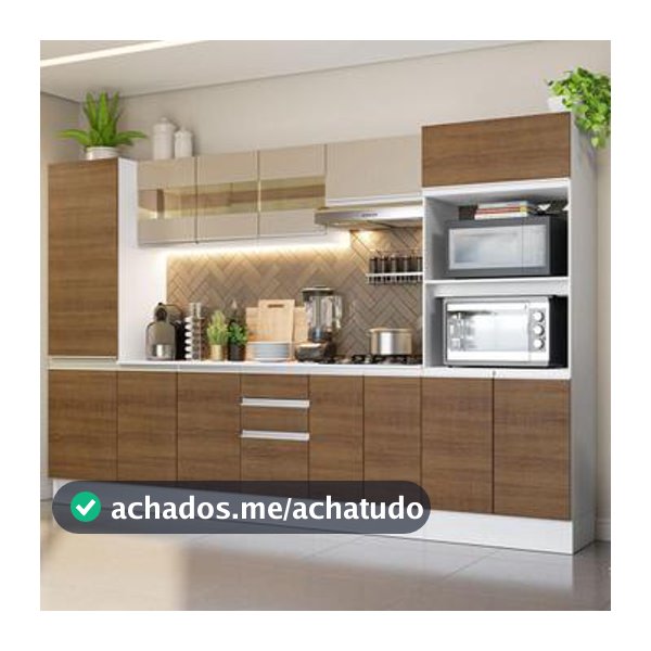 Cozinha Completa 100% MDF Madesa Smart 300 cm Com Armário, Balcão e Tampo - Cozinha Compacta / Completa