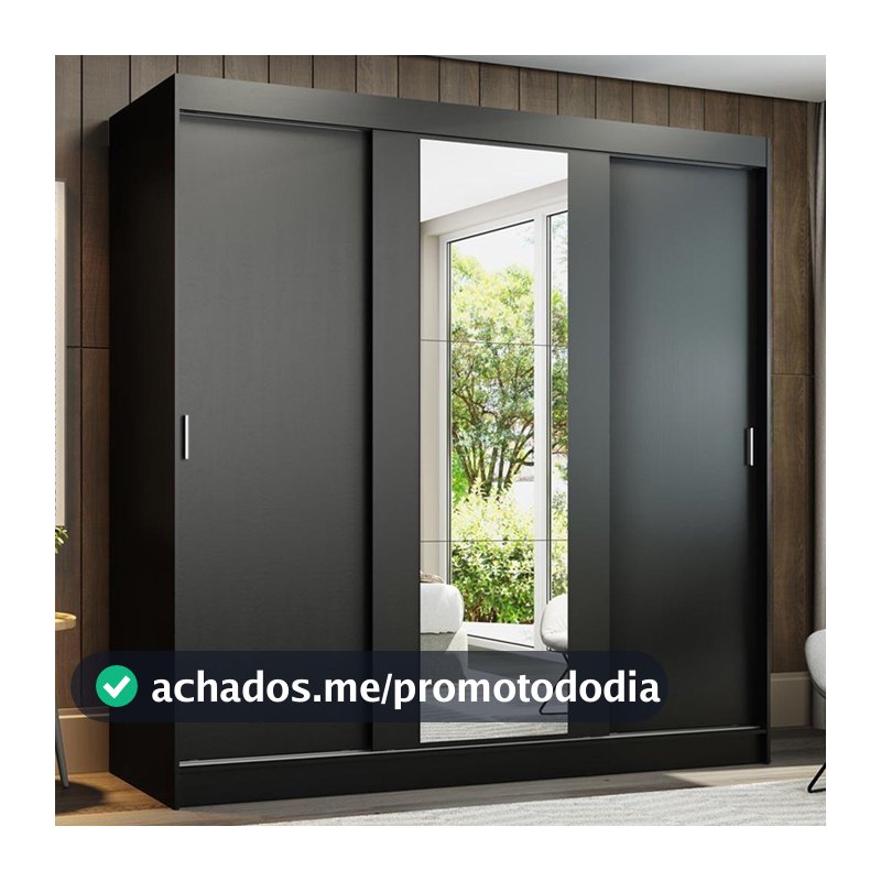 Guarda-Roupa Casal Madesa Reno 3 Portas de Correr com Espelho