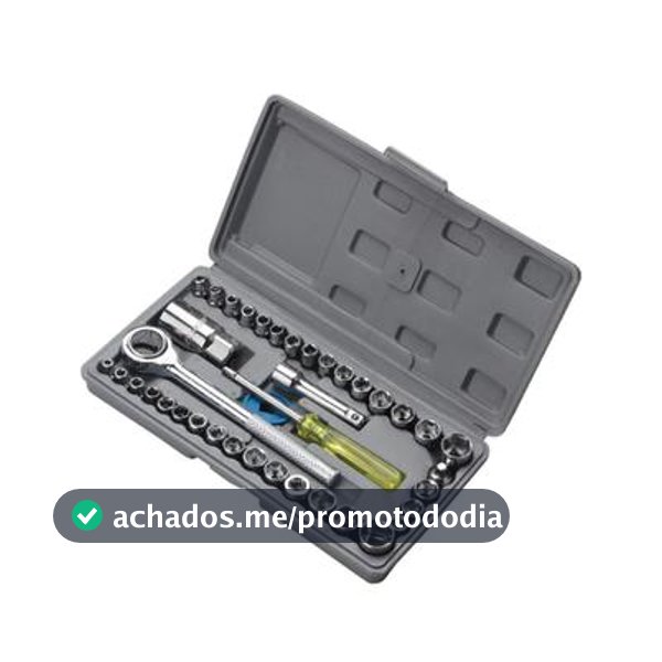 Jogo De Chave Catraca Canhão Cachimbo Com 40 Peças Soquetes