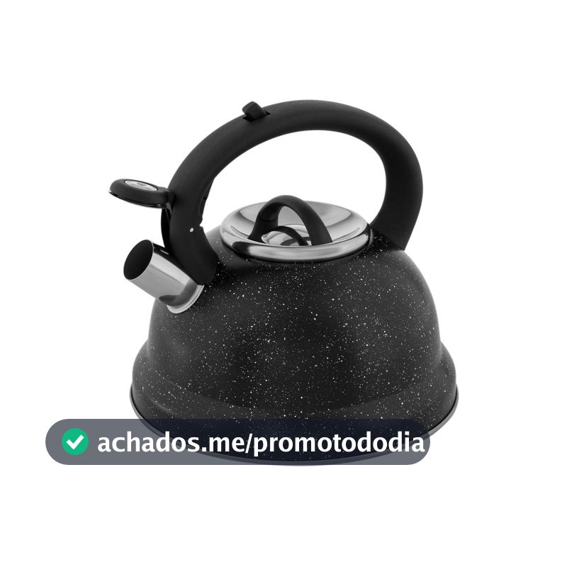 Chaleira Brinox Inox com Apito Preto Marble 2,7L Roma