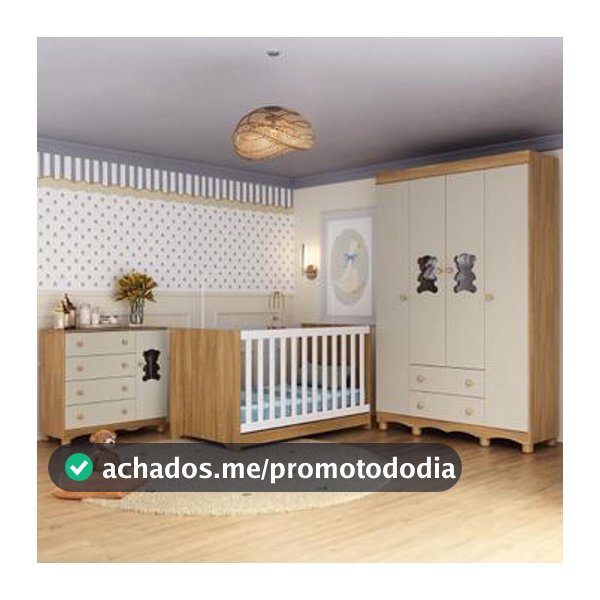 Quarto de Bebê Completo com Berço Americano 3 em 1 Ternura Multimóveis MP4647