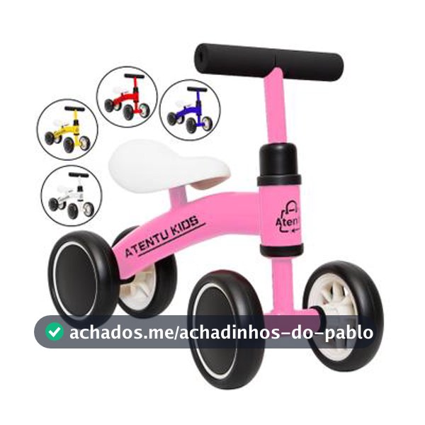 Bicicleta Infantil De Equilíbrio Sem Pedal 4 Rodas