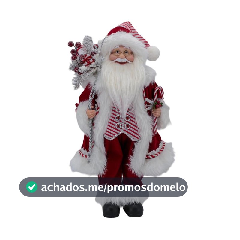 Papai Noel Casaco Vermelho Doce Bengala Decoração Natal 45cm - Magizi - Bengala para Árvore de Natal - Magazine In_2936609