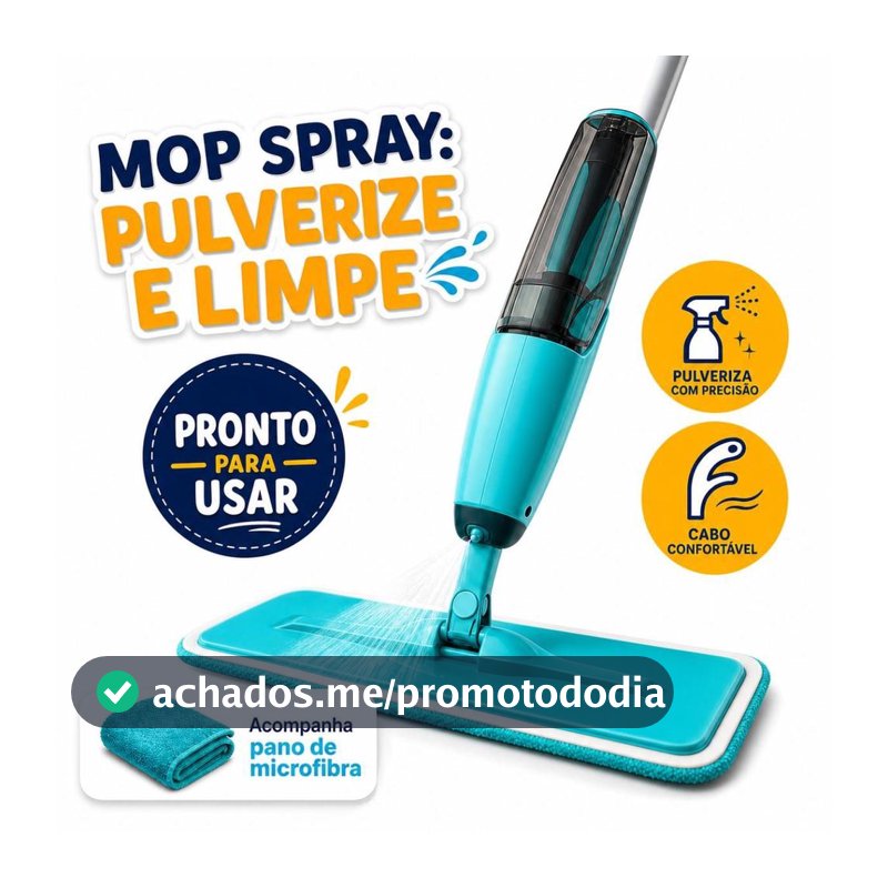 Mop Spray Rodo Mágico Esfregão Limpeza com Tanque de Água Premium Limpo e Seco Prático para Piso