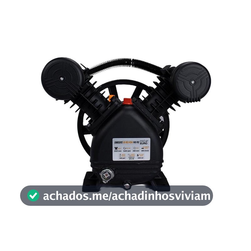 Cabeçote para Compressor de Ar 10 PCM 140 PSI 2 Pistões em V Pró Euro