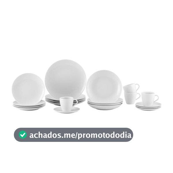 Aparelho de Jantar e Chá 20 Peças Tramontina de Porcelana Branco Redondo Silvia
