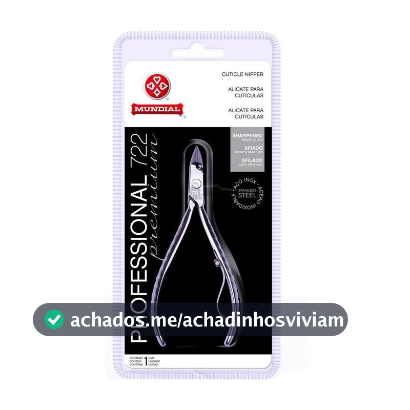 Alicate de Cuticula Mundial Inox 722 Premium em Aco Inoxidavel para Uso Profissional - Alicate de Unha