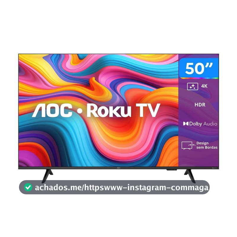 Smart TV 50" AOC 4K UHD DLED 50U7066/78G Roku TV 2026