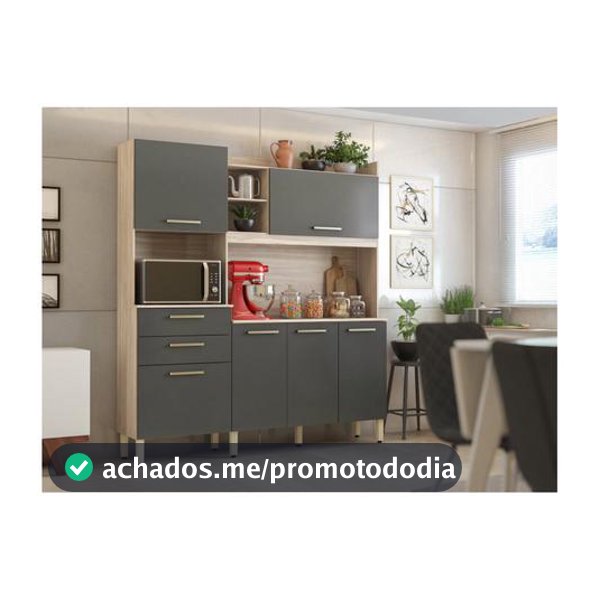 Armário de Cozinha Compacta Demóbile Select com Balcão Nicho para Micro-ondas 6 Portas 2 Gavetas