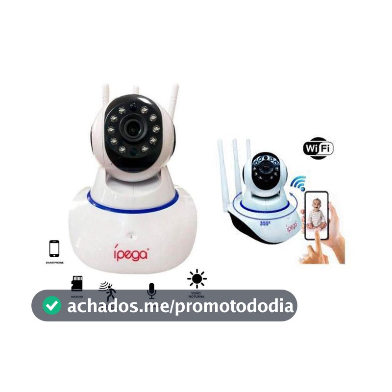 Câmera de segurança ip wifi giratória 3 antenas alcance - Ipega - Ipéga - Câmera Inteligente - Magazine Sacafarelli