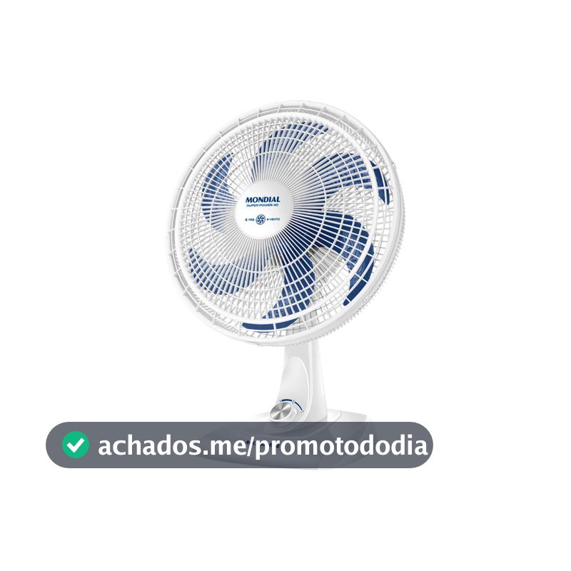 Ventilador de Mesa Mondial Super Power VSP-40-W 40cm 6 Pás 3 Velocidades Branco e Azul