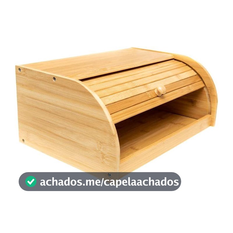 Porta Pães Com Tampa Retrátil de Bambu Ecokitchen Mimo Style