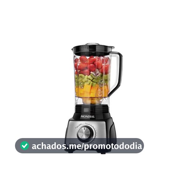 Liquidificador Mondial Turbo Inox L-1100 BI Preto com Filtro 12 Velocidades 1100W