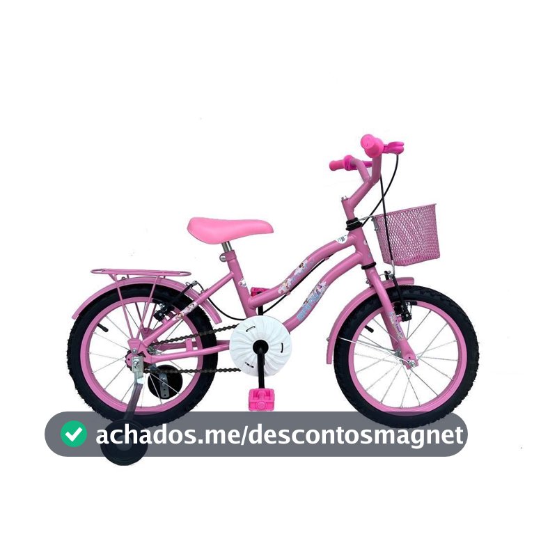 Bicicleta Aro 16 Infantil Feminina Princesa Retro C/ Cestinha Rodinhas De Treinamento
