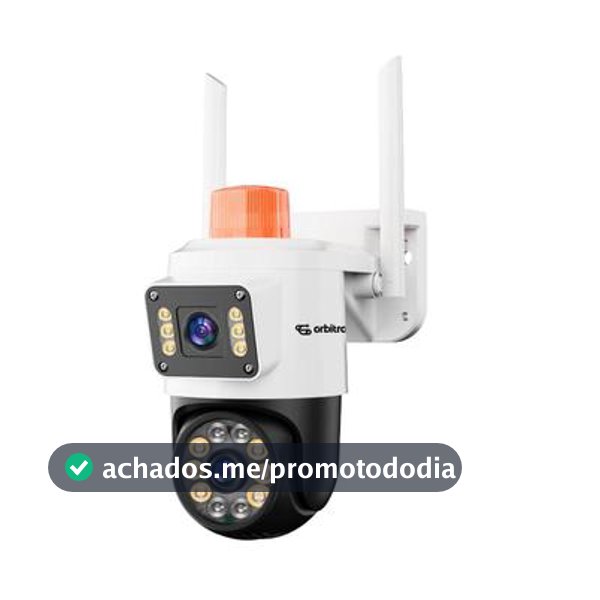 Câmera IP Externa Orbitronic WiFi Dupla Lente com Visão Noturna, Luz e Sirene