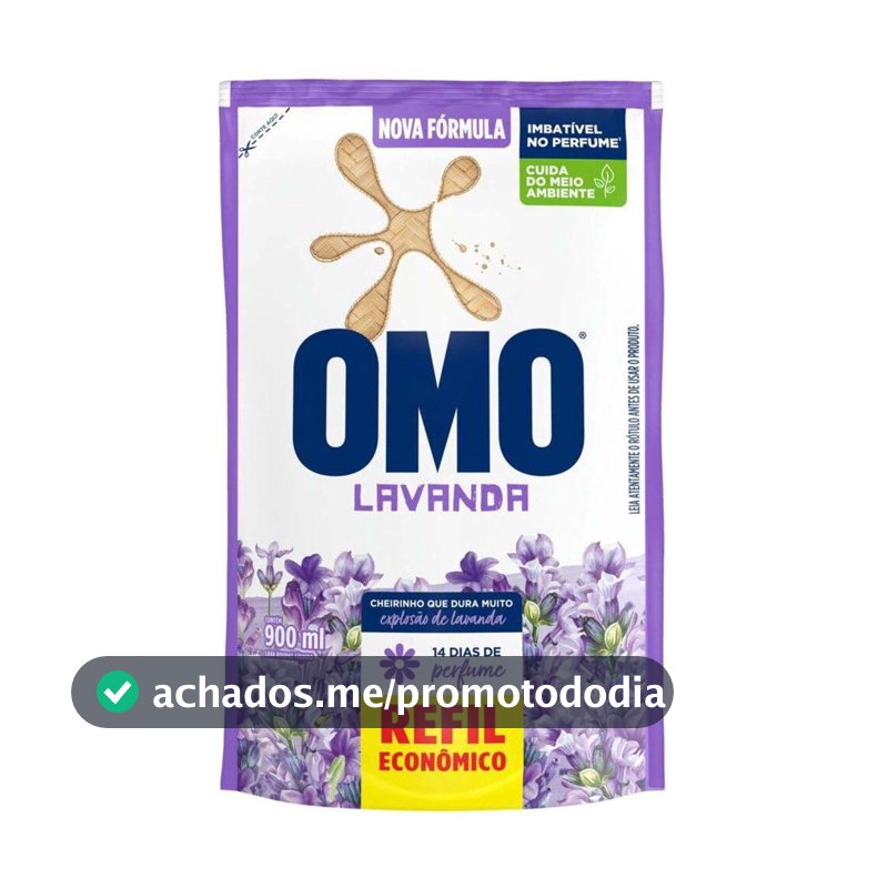 Sabão Líquido OMO 62696678 Refil Explosão de Lavanda 900ml