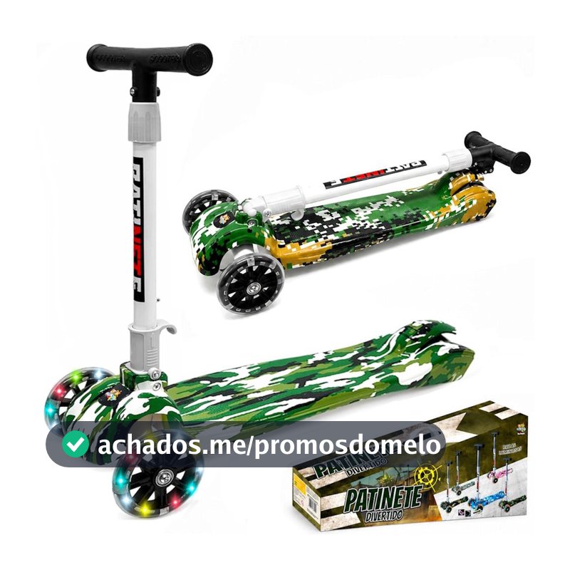 Super Patinete Infantil Verde Exército Luzes 3 Rodas Meninos - Toy King - Patinete Infantil 3 Rodas - Magazine Sacafarelli