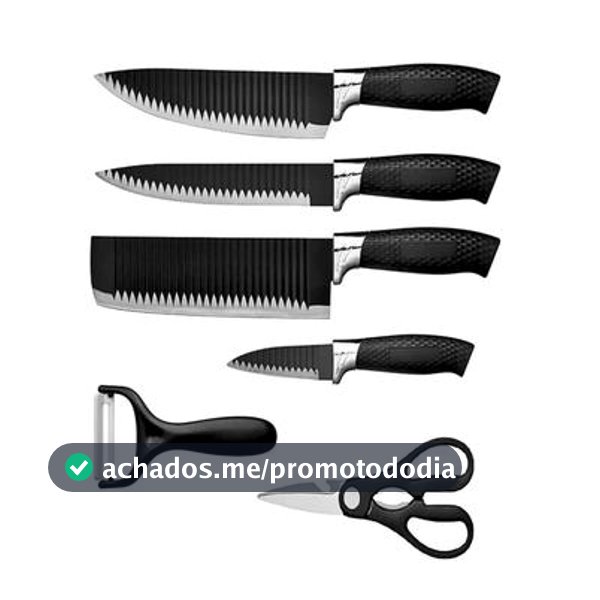 Kit Conjunto Jogo De Facas Antianderente Kit 6 Peças Chef Cozinha Aço Inoxidável Churrasco - Prime - Faca do Chef - Magazine Nessafaustino