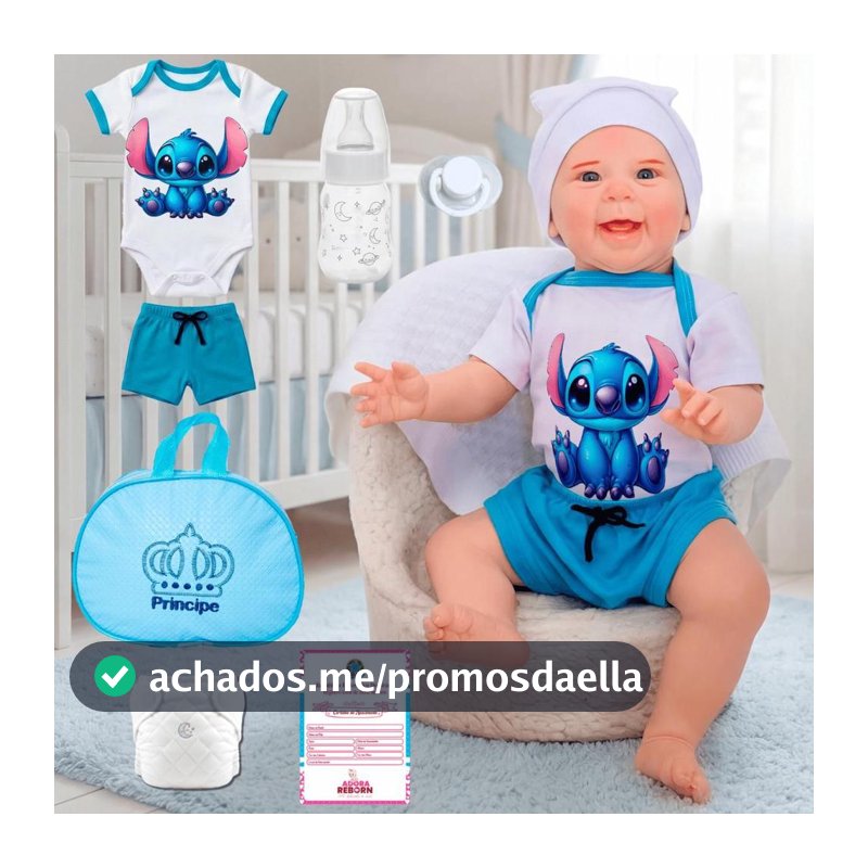 Bebê Reborn Menino Boneco Stitch Original Realista de Silicone Kit Bolsa Maternidade Promoção - VR TOYS - Bonecos - Magazine Sacafarelli