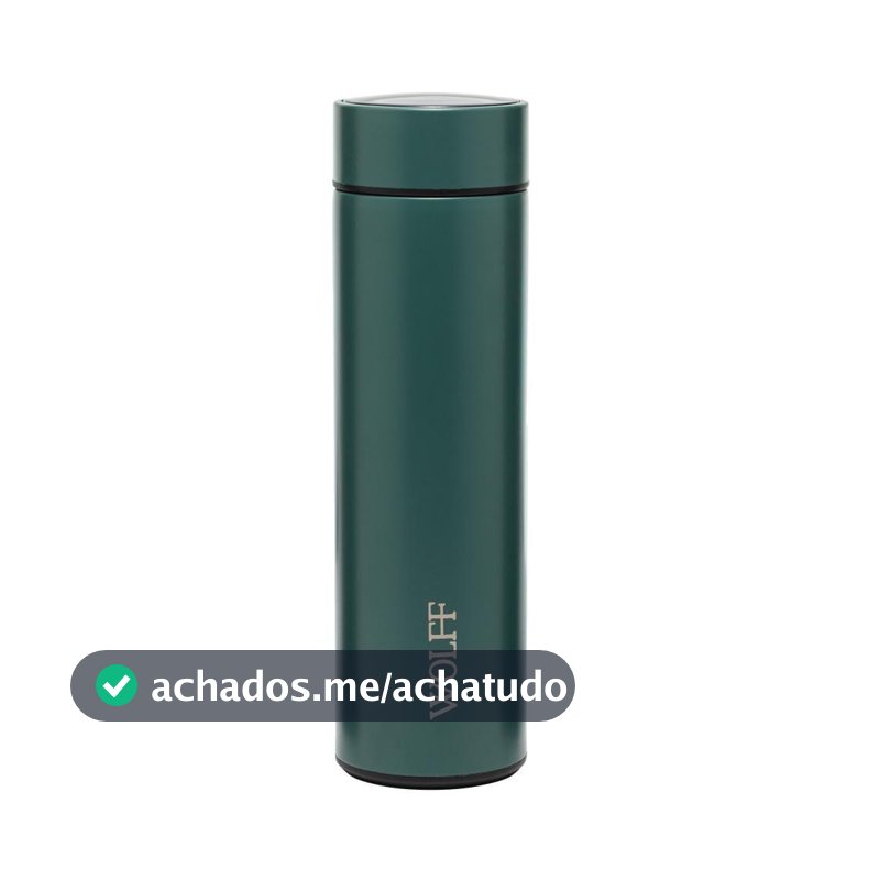 Garrafa Térmica 500ml Aço Inox Verde Wolff Termômetro LED para Bebidas Quentes Frias Diário Viagem