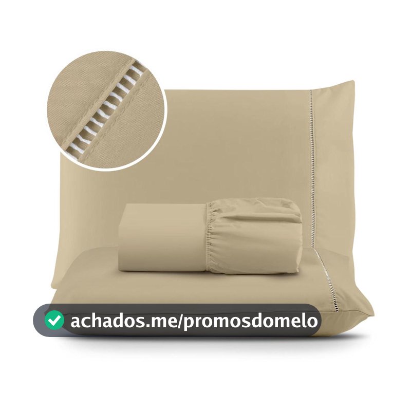 Jogo de Lençol 03 Peças 400 Fios MicroPercal Ponto Palito - Cama Solteiro Casal Queen King