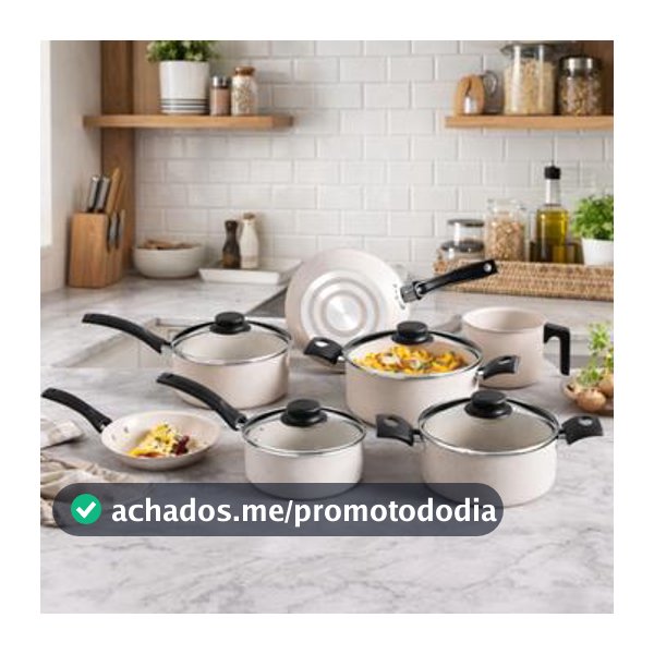Jogo Conjunto de Panelas Bege Turim Tramontina 7 peças Antiaderentes - Jogo de Panelas