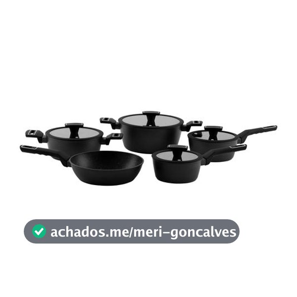 Jogo de Panelas Brinox Revestimento Cerâmico Preto 5 Peças Carbon Ceramic Life