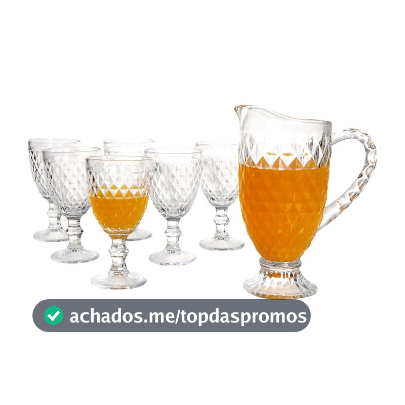 Jogo de Taças com Jarra de Vidro 7 Peças Haus Bico de Jaca Empire