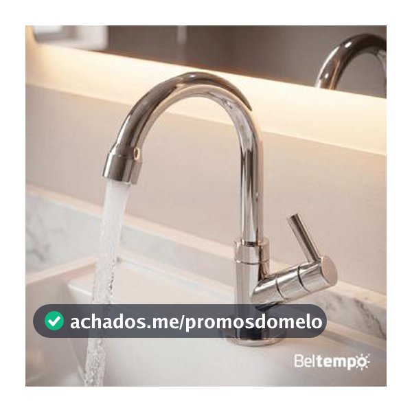 Torneira para Banheiro Lavabo Bica Baixa Bancada ABS Cromada Beltempo