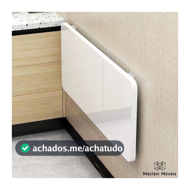 Mesa Retratil dobravel Borda Redonda 100cm x 50cm de parede cozinha americana suporta 50kg