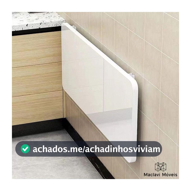 Mesa Retratil dobravel Borda Redonda 100cm x 50cm de parede cozinha americana suporta 50kg