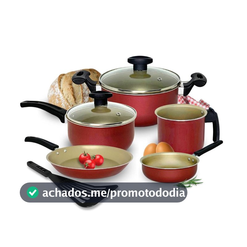 Jogo De Panelas Cozinha Frigideira Fervedor 6 Pçs Antiaderente Cereja